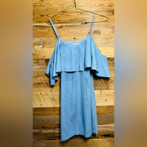 Pink Martini Denim cold shoulder ruffle blue festival street garden party tunicS